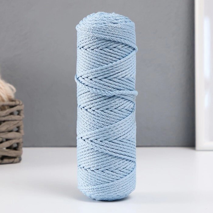 Шнур для вязания "Классик" без сердечника 100% полиэфир ширина 4мм 100м (светло-голубой) от компании Интернет - магазин Flap - фото 1