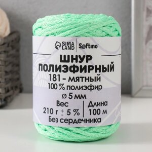 Шнур полиэфирный без сердечника 5 мм 100м/210г (5%мятный-181