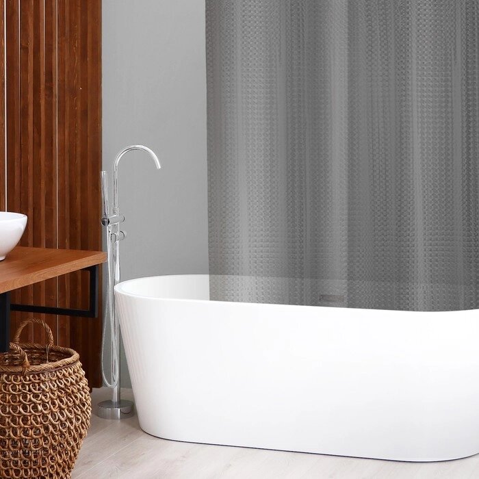 Штора для ванной SAVANNA «Квадраты», 180180 см, PEVA, цвет серый от компании Интернет - магазин Flap - фото 1