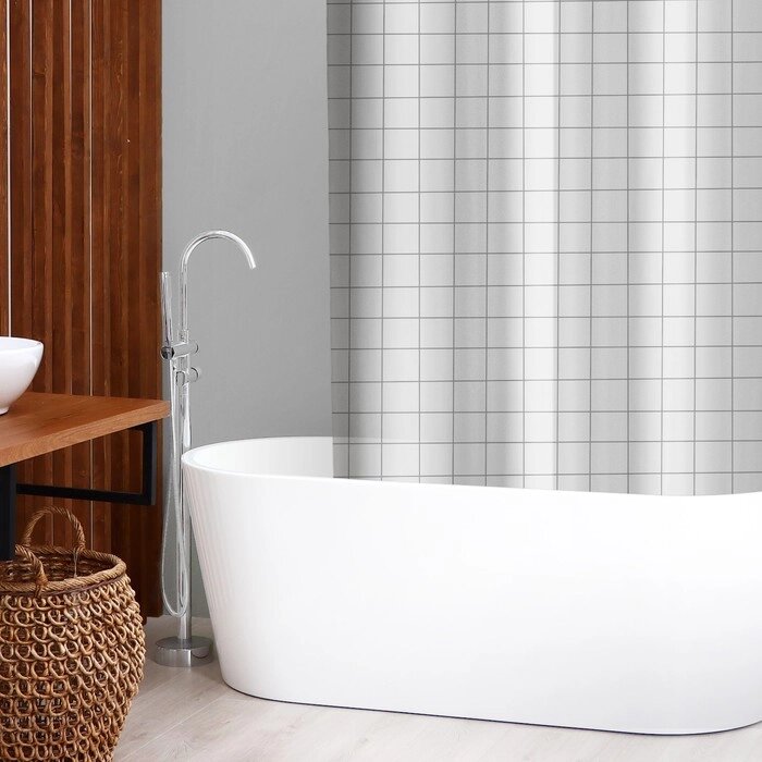 Штора для ванной SAVANNA «Квадро», 180180 см, EVA, цвет белый от компании Интернет - магазин Flap - фото 1