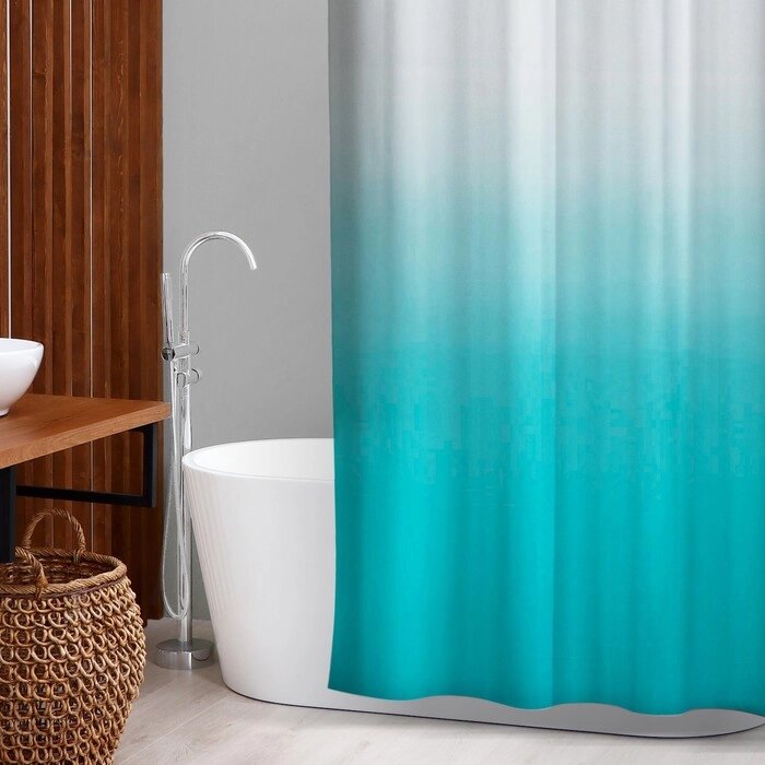 Штора для ванны SAVANNA «Градиент», 180180 см, EVA, цвет морская волна от компании Интернет - магазин Flap - фото 1