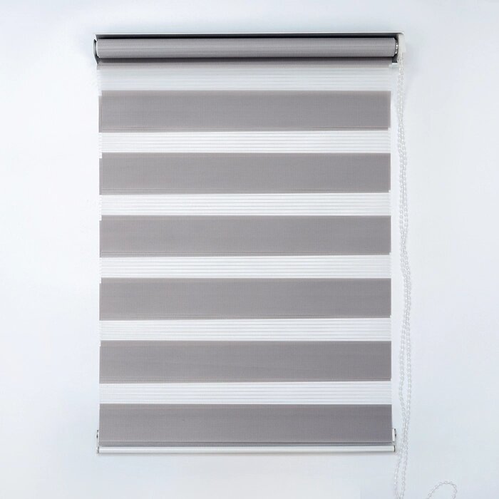 Штора рулонная «День-ночь», 90180 см (с учётом креплений 3,5 см), цвет серый от компании Интернет - магазин Flap - фото 1