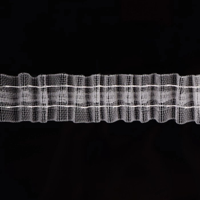 Шторная лента классическая, органза, 2,5 см, 100  1 м, цвет прозрачный/белый от компании Интернет - магазин Flap - фото 1