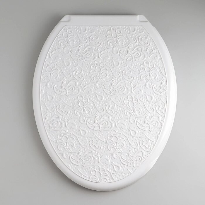 Сиденье для унитаза с крышкой Росспласт «Декор», 44,537 см, цвет белый от компании Интернет - магазин Flap - фото 1