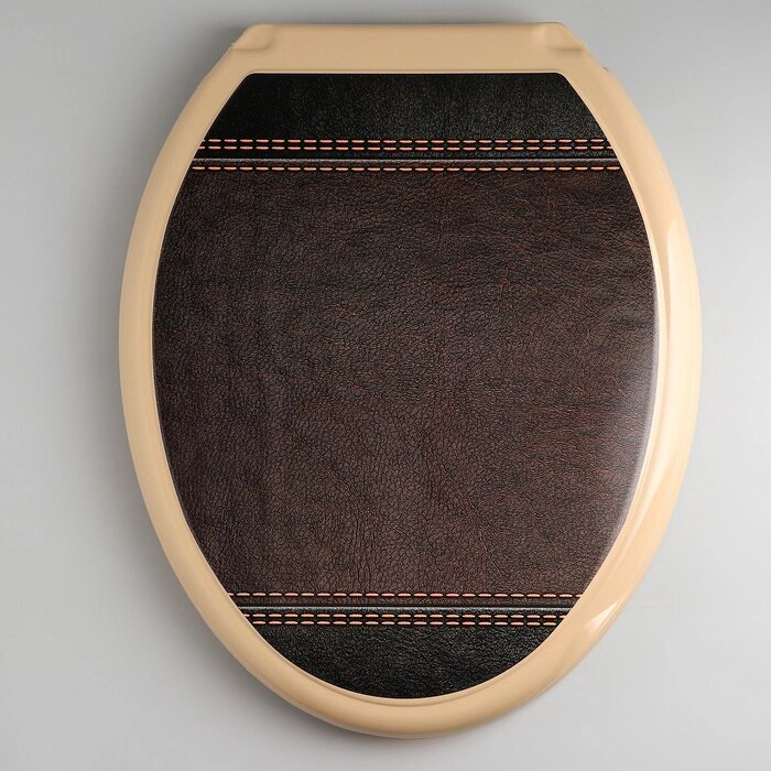 Сиденье для унитаза с крышкой Росспласт «Декор. Кожа», 44,537,5 см, цвет коричневый от компании Интернет - магазин Flap - фото 1