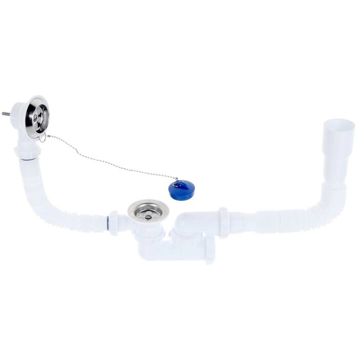 Сифон для ванны Aquant, 1 1/2" х 40 мм, с выпуском и переливом, регулируемый, 40х40/50 мм от компании Интернет - магазин Flap - фото 1