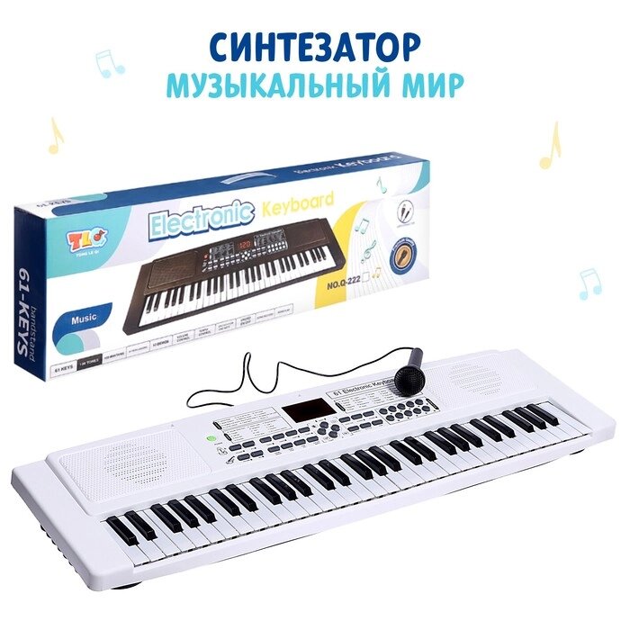 Синтезатор «Музыкальный мир», 61 клавиша, с микрофоном и адаптером от компании Интернет - магазин Flap - фото 1
