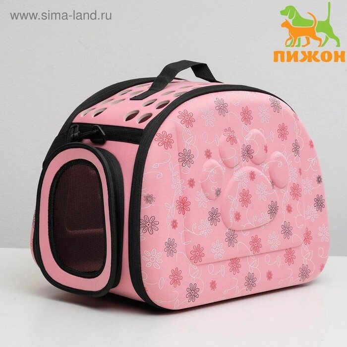 Складная сумка-переноска с отдельным входом, материал EVA, 43,5 х 28 х 33 см, розовая от компании Интернет - магазин Flap - фото 1