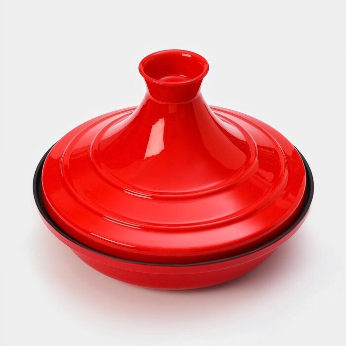 Сковорода-тажин чугунная 2820 см, эмалированное покрытие, цвет красный от компании Интернет - магазин Flap - фото 1