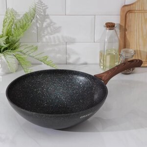 Сковорода WOK Granit ultra blue, d=28 см, h=9,5 см, пластиковая ручка, антипригарное покрытие, цвет чёрный