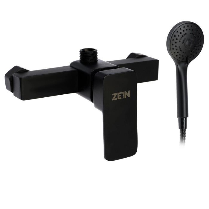 Смеситель для душа ZEIN Z3844, однорычажный, душевой набор, лейка 5 режимов, черный от компании Интернет - магазин Flap - фото 1