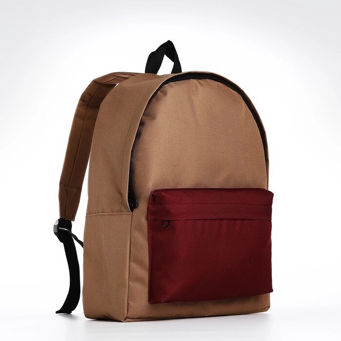 Спортивный рюкзак из текстиля на молнии TEXTURA, 20 литров, цвет бежевый/бордовый от компании Интернет - магазин Flap - фото 1