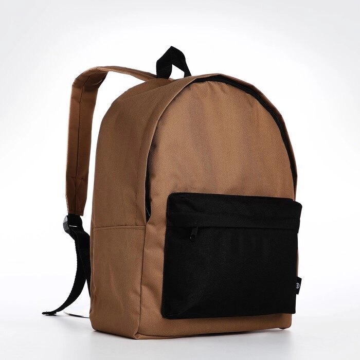Спортивный рюкзак из текстиля на молнии TEXTURA, 20 литров, цвет бежевый/чёрный от компании Интернет - магазин Flap - фото 1