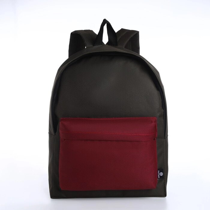 Спортивный рюкзак из текстиля на молнии TEXTURA, 20 литров, цвет хаки/бордовый от компании Интернет - магазин Flap - фото 1