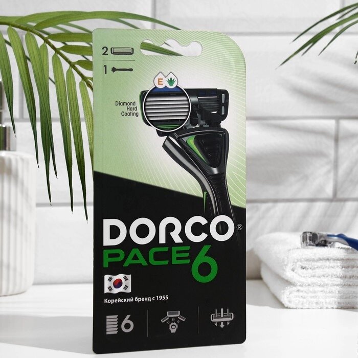 Станок для бритья Dorco Pace 6 + 2 кассеты, 6 лезвий, плавающая головка от компании Интернет - магазин Flap - фото 1