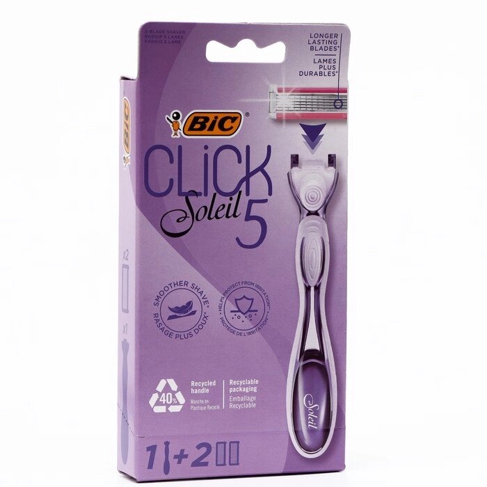 Станок для бритья женский BIC Click 5 + 2 сменные кассеты, 1 шт. от компании Интернет - магазин Flap - фото 1