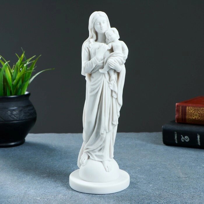Статуэтка "Дева Мария с младенцем" 22х8см, белая / мраморная крошка от компании Интернет - магазин Flap - фото 1