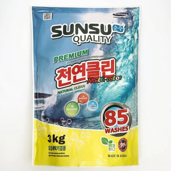 Стиральный порошок SUNSU-Q, концентрированный, для стирки цветного белья, 3 кг от компании Интернет - магазин Flap - фото 1