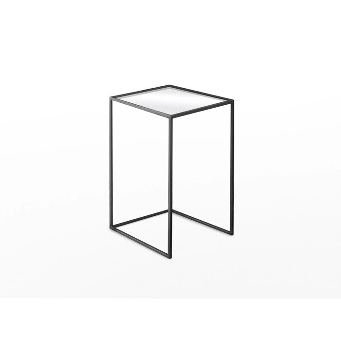 Стол журнальный большой «Куб», 380х380х510, металл, матовое стекло, чёрный от компании Интернет - магазин Flap - фото 1