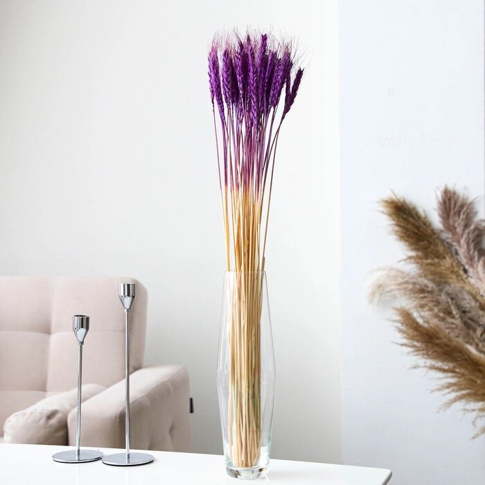 Сухой колос пшеницы, набор 50 шт., цвет фиолетовый от компании Интернет - магазин Flap - фото 1