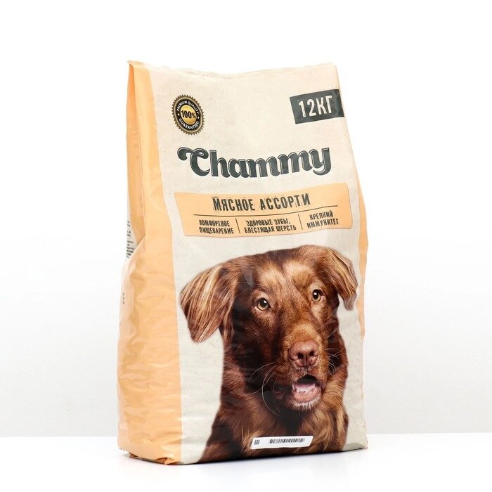 Сухой корм Chammy для собак крупных пород, мясное ассорти, 12 кг от компании Интернет - магазин Flap - фото 1