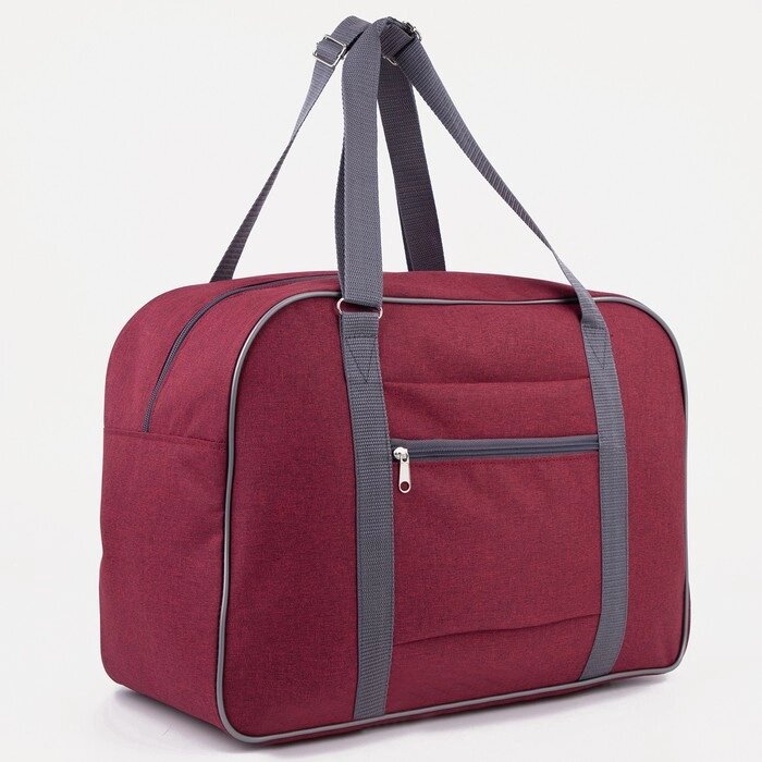 Сумка дорожная на молнии, наружный карман, держатель для чемодана, цвет бордовый от компании Интернет - магазин Flap - фото 1