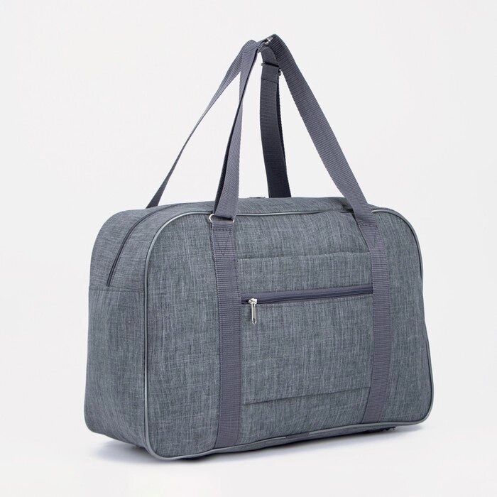 Сумка дорожная на молнии, наружный карман, держатель для чемодана, цвет серый от компании Интернет - магазин Flap - фото 1