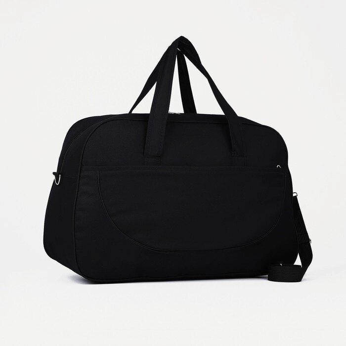 Сумка дорожная на молнии, наружный карман, длинный ремень, цвет чёрный от компании Интернет - магазин Flap - фото 1