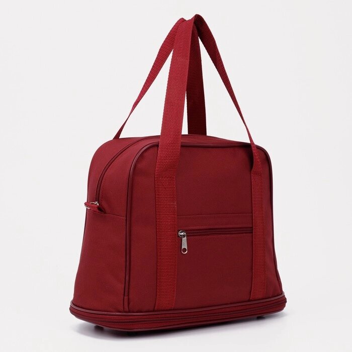 Сумка хозяйственная на молнии, с увеличением, наружный карман, цвет бордовый от компании Интернет - магазин Flap - фото 1