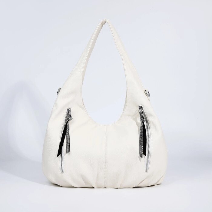 Сумка-мешок на молнии, 3 наружных кармана, цвет белый от компании Интернет - магазин Flap - фото 1