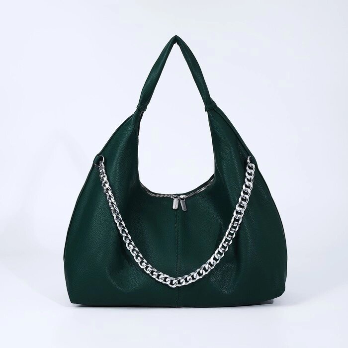 Сумка-мешок на молнии, наружный карман, цвет зелёный от компании Интернет - магазин Flap - фото 1