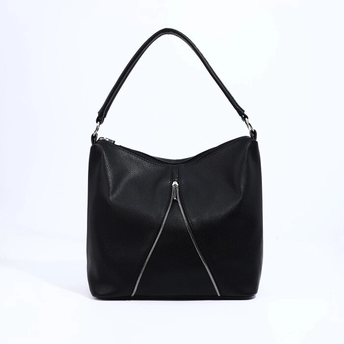 Сумка-мешок "Оливи" на молнии, наружный карман, цвет чёрный от компании Интернет - магазин Flap - фото 1