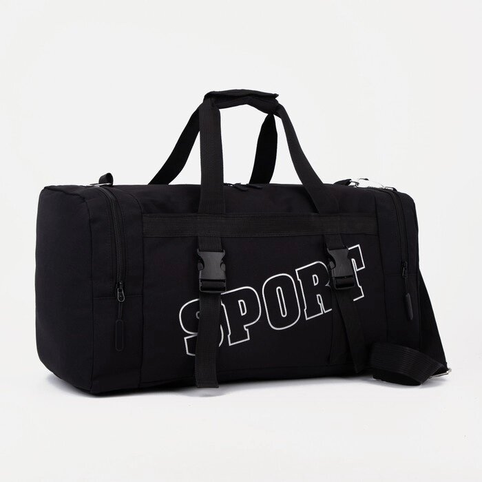 Сумка спортивная на молнии, 2 наружных кармана, цвет чёрный от компании Интернет - магазин Flap - фото 1