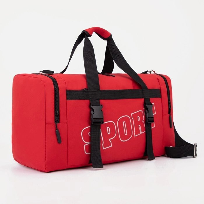 Сумка спортивная на молнии, 2 наружных кармана, цвет красный от компании Интернет - магазин Flap - фото 1