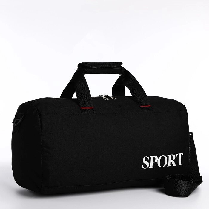 Сумка спортивная на молнии, длинный ремень, цвет чёрный от компании Интернет - магазин Flap - фото 1