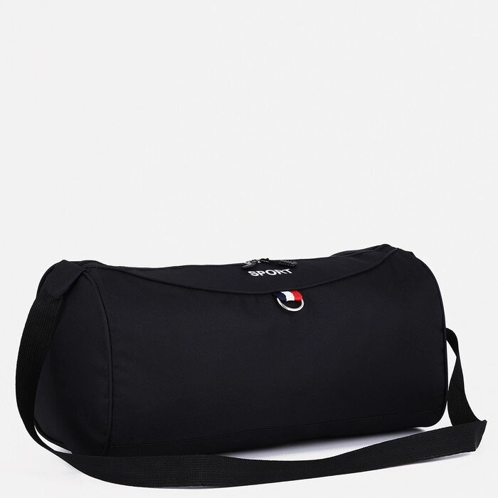 Сумка спортивная на молнии, наружный карман, длинный ремень, цвет чёрный от компании Интернет - магазин Flap - фото 1