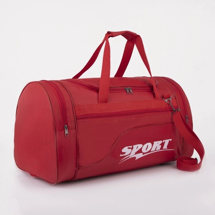 Сумка спортивная, отдел на молнии, 3 наружных кармана, длинный ремень, цвет красный от компании Интернет - магазин Flap - фото 1