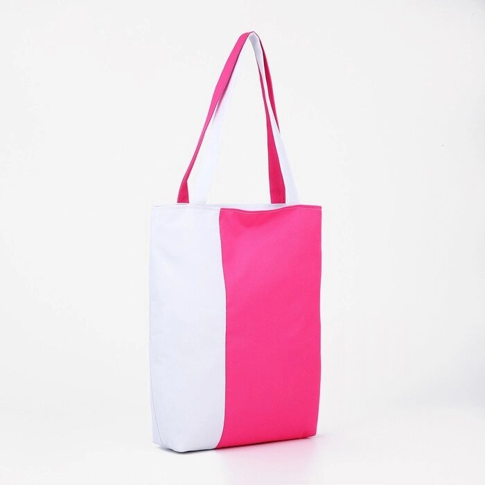 Сумка текстильная на молнии, цвет белый/розовый от компании Интернет - магазин Flap - фото 1
