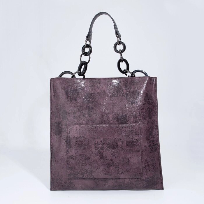 Сумка-тоут на молнии, наружный карман, длинный ремень, цвет фиолетовый от компании Интернет - магазин Flap - фото 1