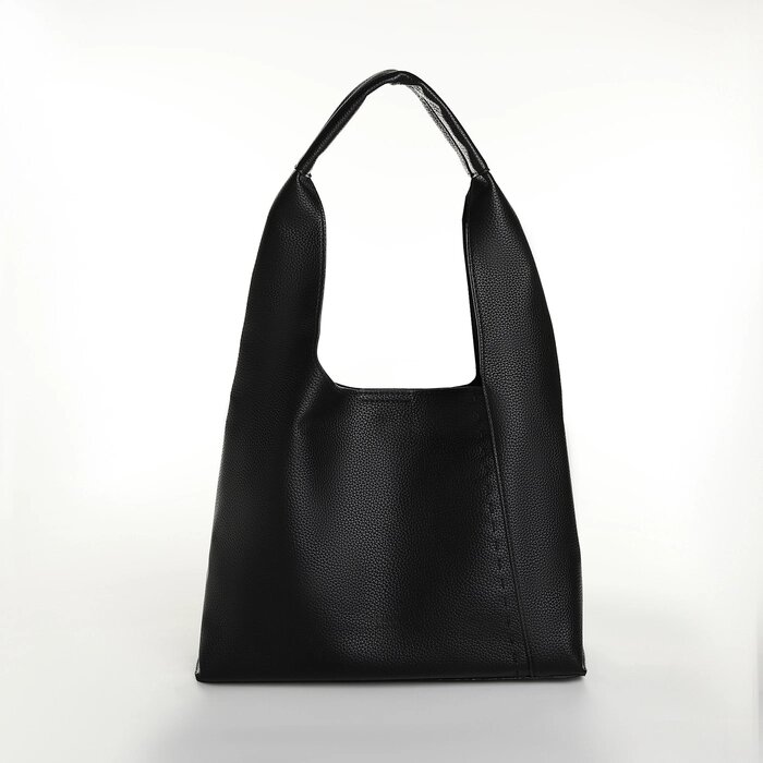 Сумка женская мешок 2 в 1, на кнопке, косметичка, цвет чёрный от компании Интернет - магазин Flap - фото 1