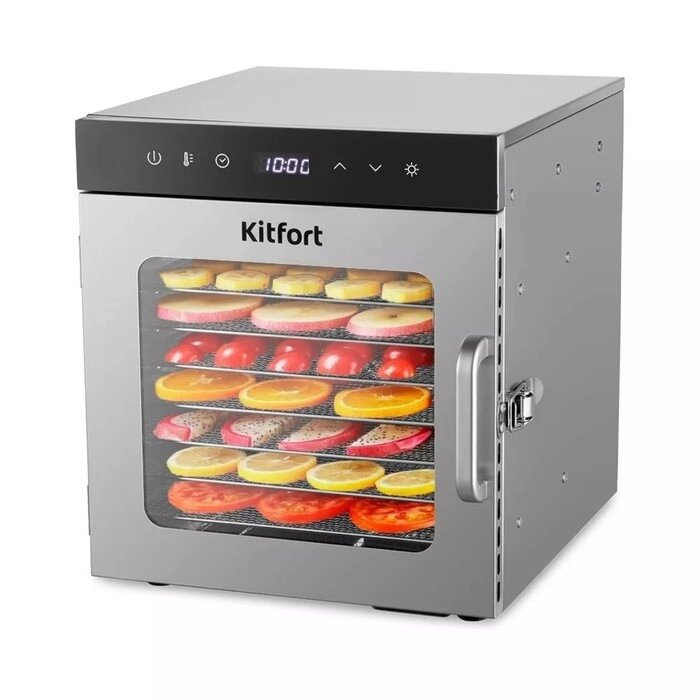 Сушилка для овощей и фруктов Kitfort КТ-1950, 500 Вт, 8 ярусов, серебристая от компании Интернет - магазин Flap - фото 1