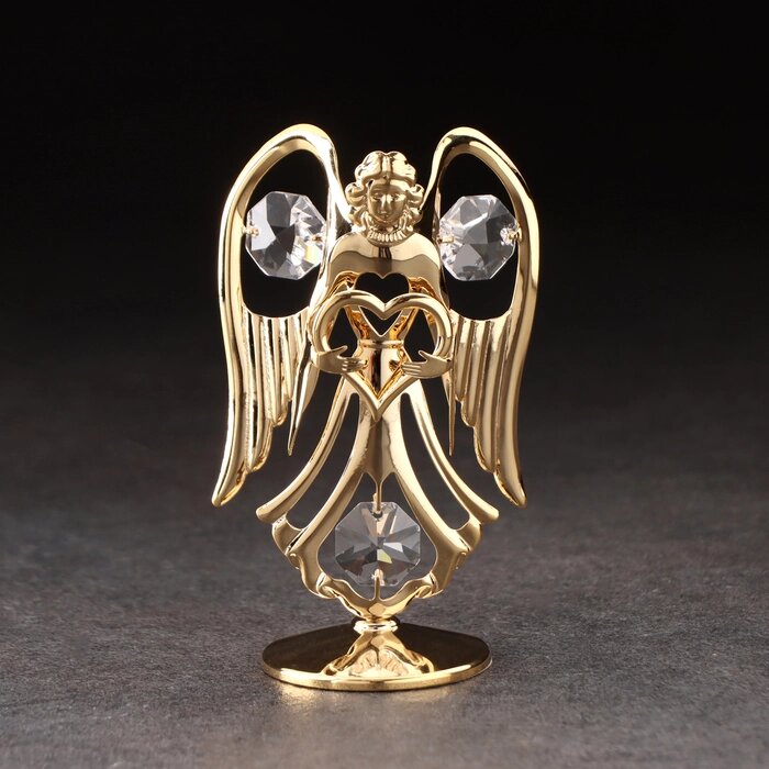 Сувенир "Ангел с сердцем", на подставке, с хрусталиками, 5х4х9 см от компании Интернет - магазин Flap - фото 1