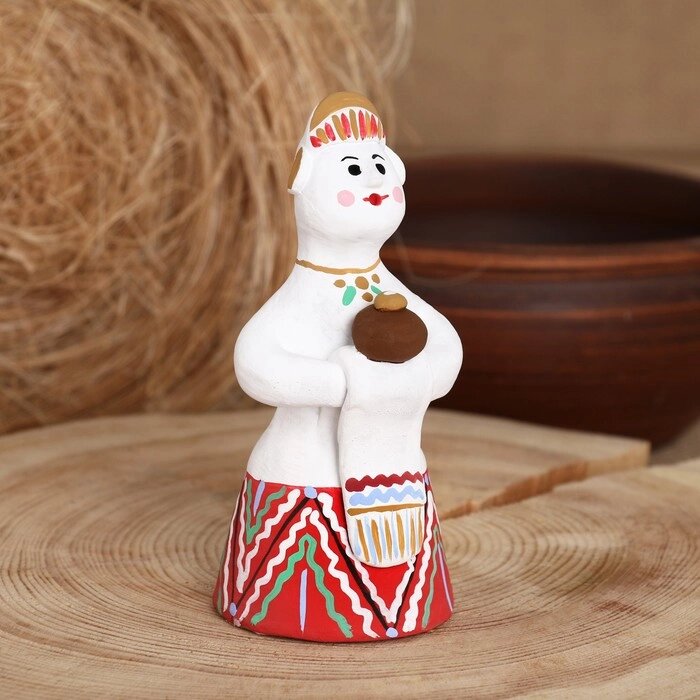 Сувенир "Баба с караваем", каргопольская игрушка от компании Интернет - магазин Flap - фото 1