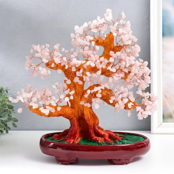 Сувенир бонсай "Денежное дерево с розовыми камушками" 450 камней 32х17х27 см от компании Интернет - магазин Flap - фото 1