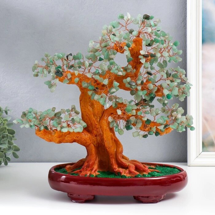 Сувенир бонсай "Денежное дерево с зелёными камушками" 450 камней 32х17х27 см от компании Интернет - магазин Flap - фото 1