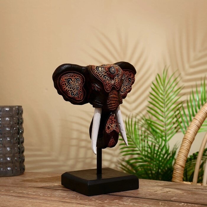 Сувенир "Голова слона" на подставке, албезия 35 см от компании Интернет - магазин Flap - фото 1