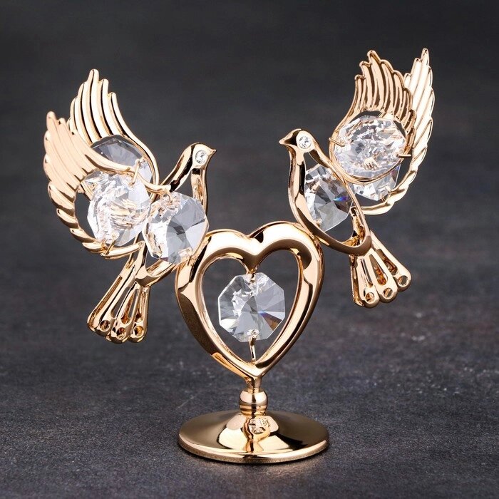 Сувенир «Голуби на сердце», с кристаллами от компании Интернет - магазин Flap - фото 1