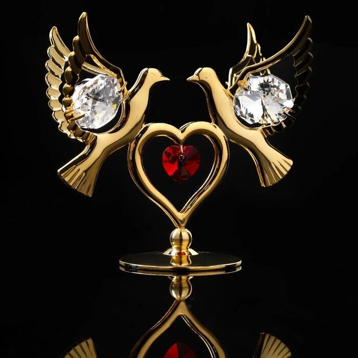 Сувенир «Голубки на сердце» , 6,53,57 см, с кристаллами от компании Интернет - магазин Flap - фото 1