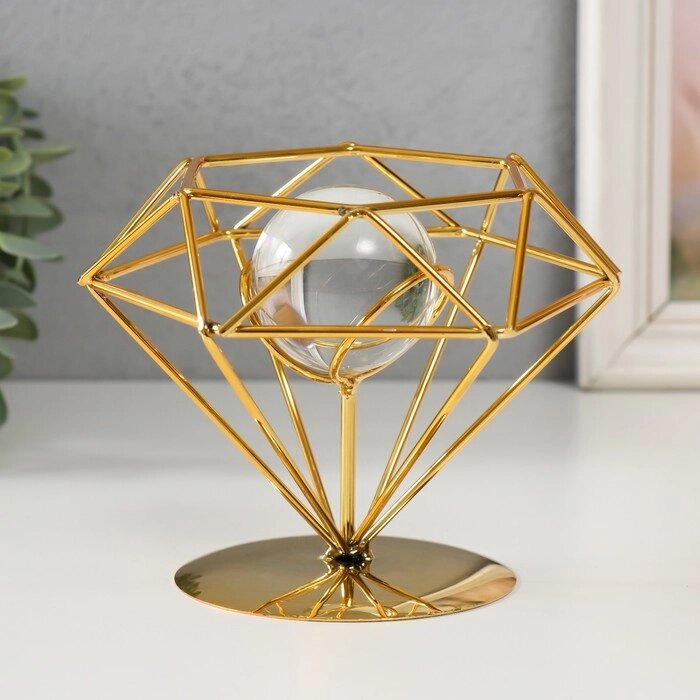 Сувенир интерьерный металл, стекло "Бриллиант" золото 14х12х11 см от компании Интернет - магазин Flap - фото 1