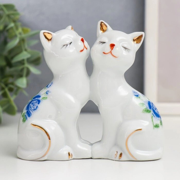 Сувенир керамика "2 котёнка в цветочек" 9,5х4,5х10,6 см от компании Интернет - магазин Flap - фото 1